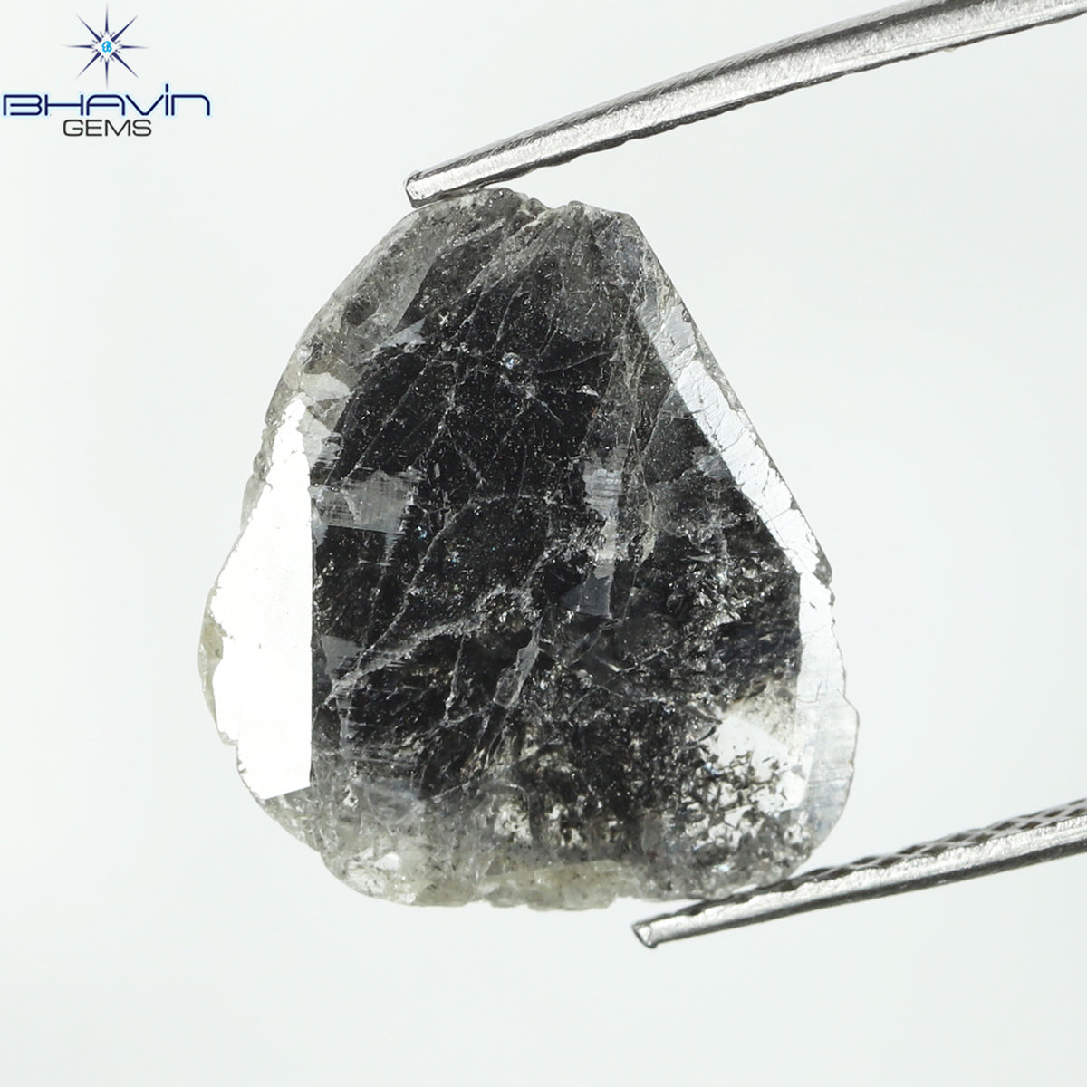 2.26 CT スライス シェイプ ナチュラル ダイヤモンド ソルト アンド ペッパー カラー I3 クラリティ (13.45 MM)
