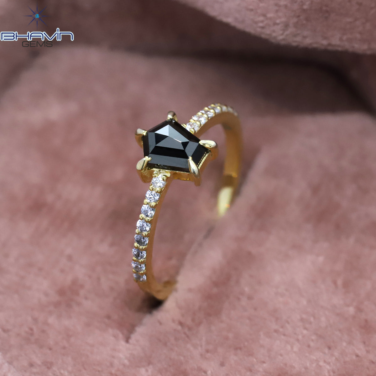 コフィン ダイヤモンド ブラック ダイヤモンド 天然ダイヤモンド リング ゴールド リング 婚約指輪
