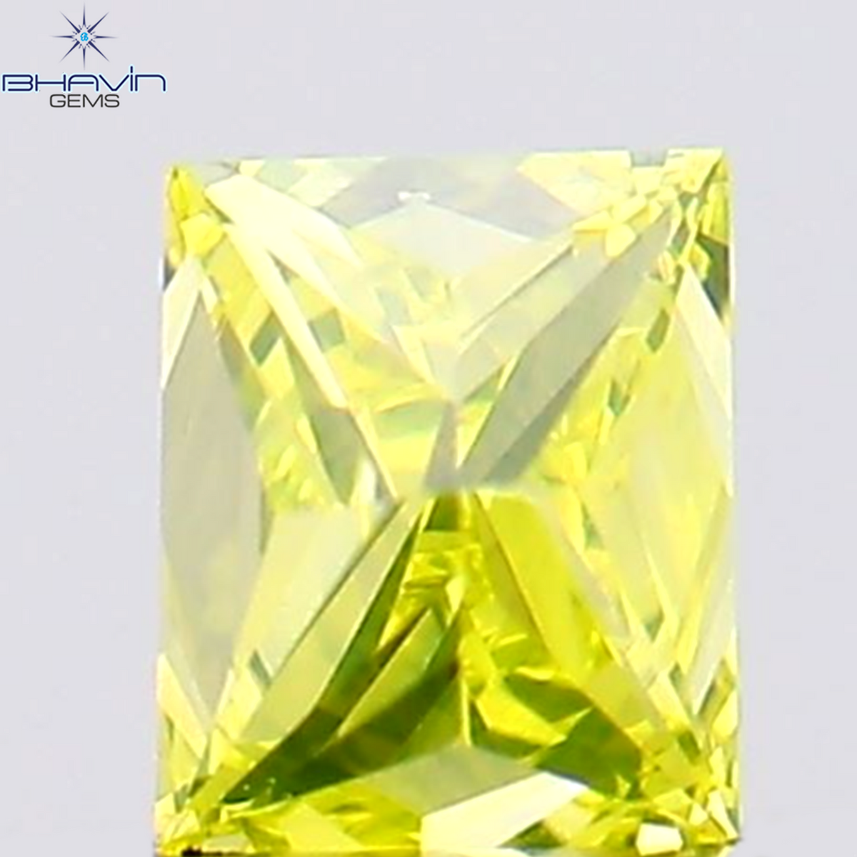 0.14 CT プリンセス シェイプ 天然ダイヤモンド 緑がかった黄色 VS1 クラリティ (2.87 MM )
