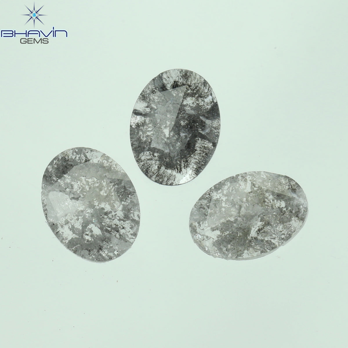 0.92 CT スライス形状 天然ダイヤモンド ソルト アンド ペッパー カラー I3 クラリティ (10.75 MM)