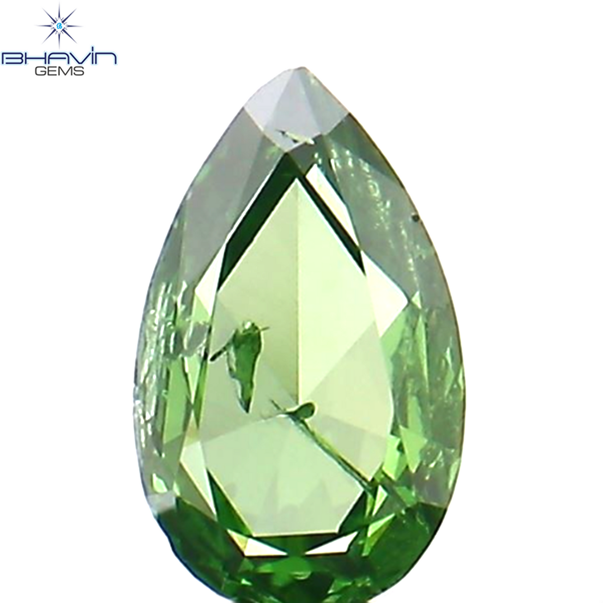 0.23 CT ペアシェイプ ナチュラル ダイヤモンド グリーン カラー I2 クラリティ (6.27 MM)