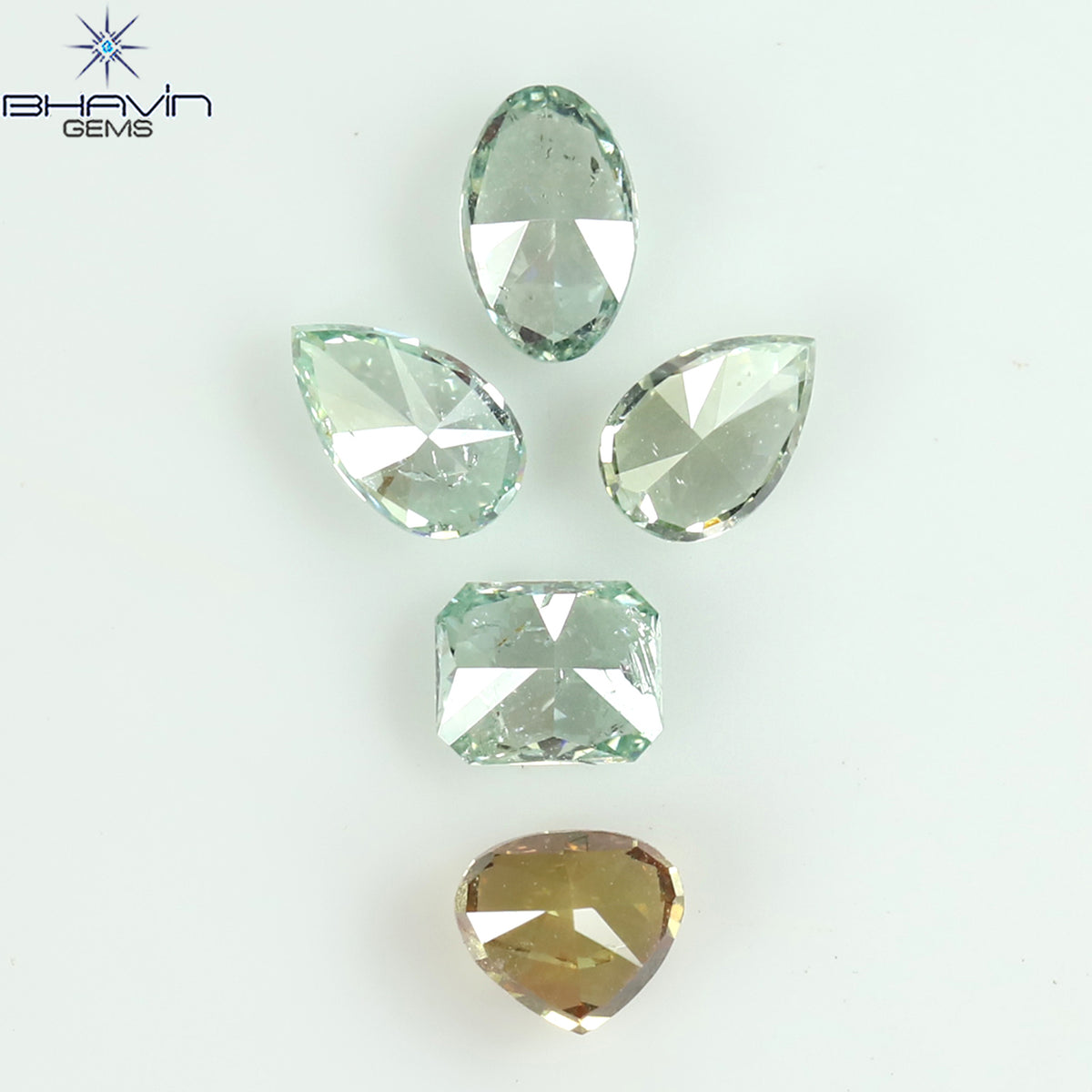 0.51 CT/5 Pcs Natural Mix Diamond Enhanced Bluish Green Color Clarity SI (3.65 MM)