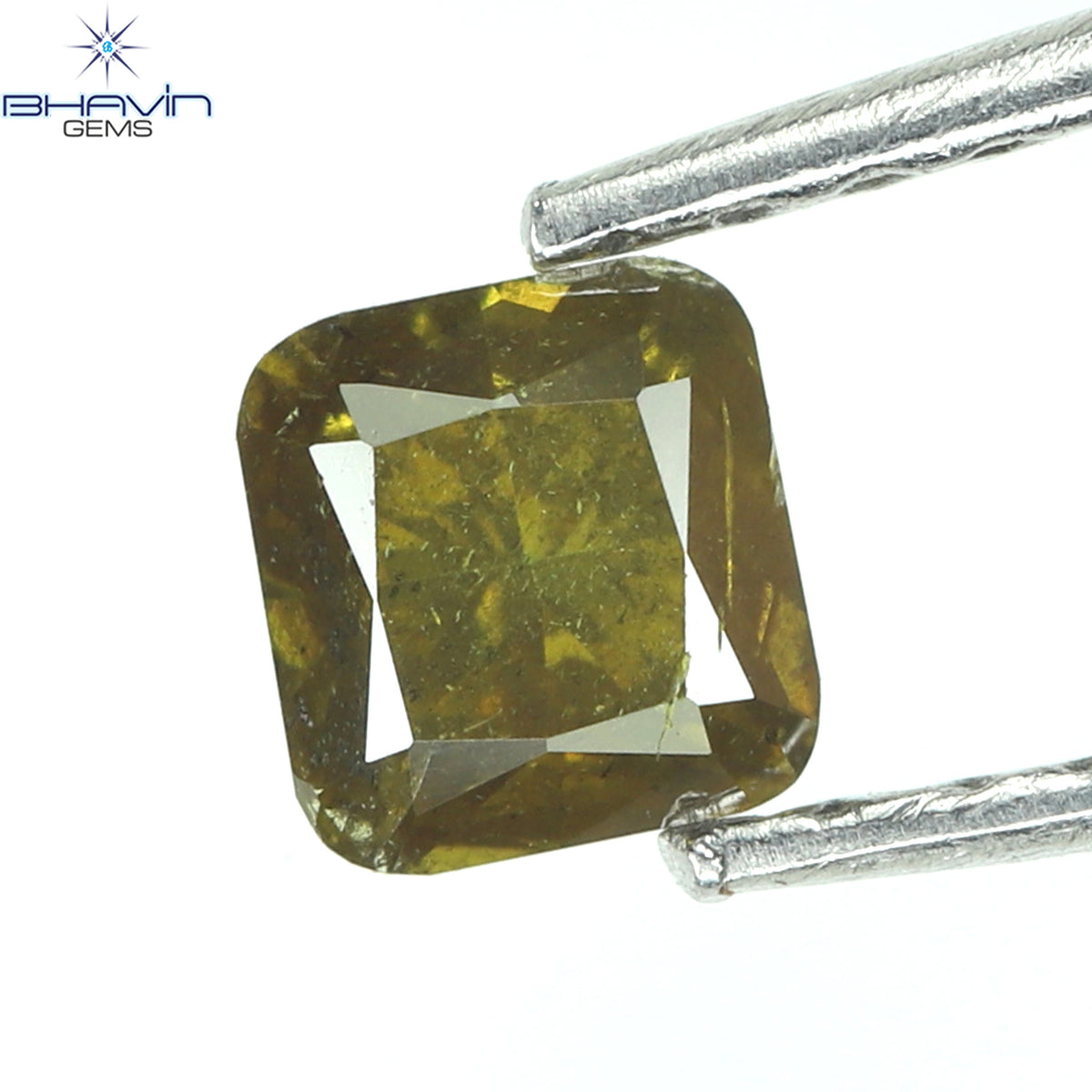 0.29 CT Natural Cushion Diamond Enhanced Green Yellow Color Clarity I1 (3.84 MM)