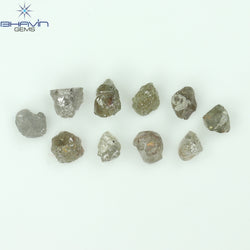 3.38 CT/10 Pcs Rough Shape Grey Color Natural Diamond I3 Clarity (3.84 MM)