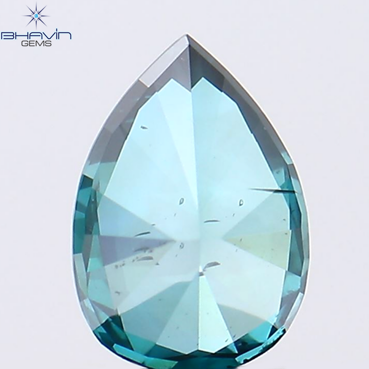 0.35 CT Natural Pear Diamond Enhanced Blue Color Clarity SI1 (5.55 MM)