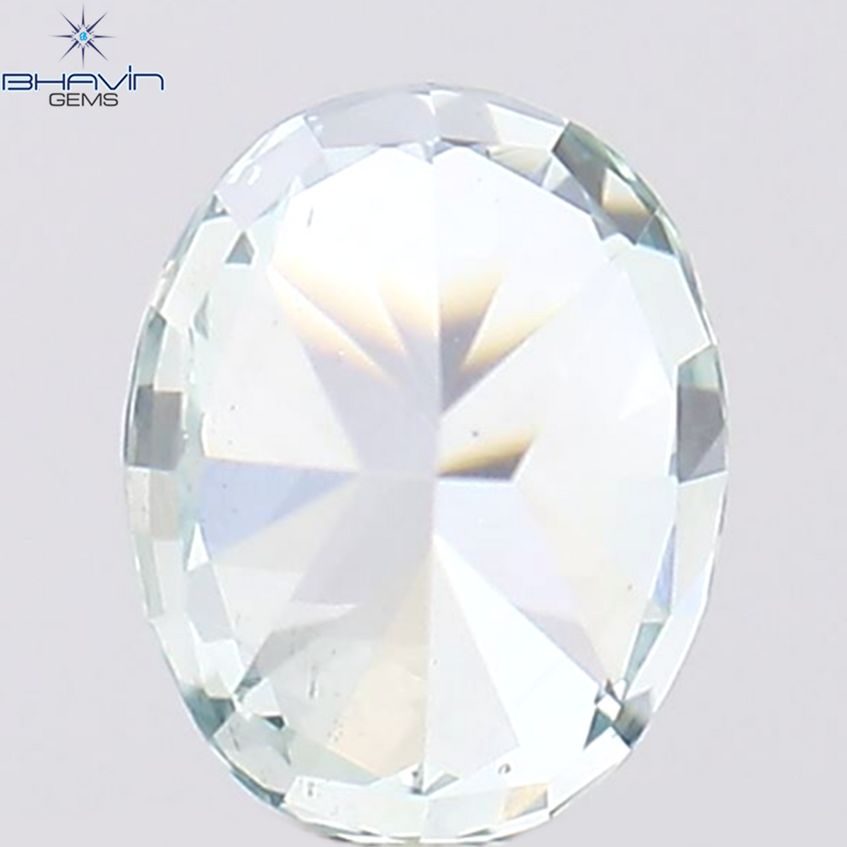 0.37 CT オーバル シェイプ ナチュラル ダイヤモンド グリーンがかったブルー カラー SI1 クラリティ (5.36 MM)