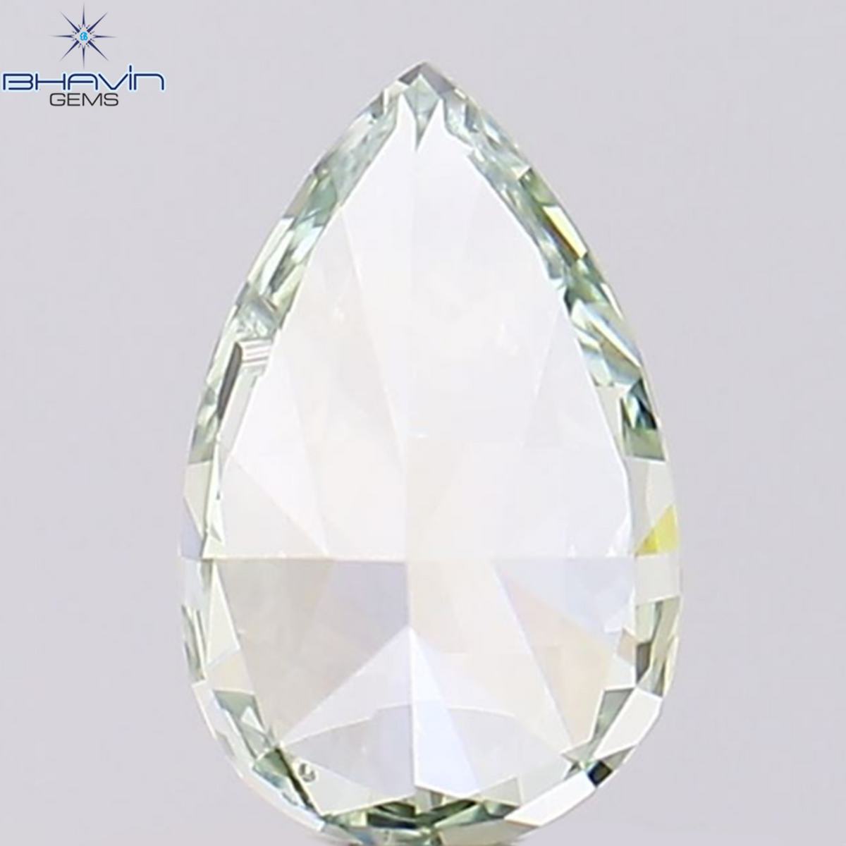 0.75 CT ペアシェイプ ナチュラル ダイヤモンド ブルーイッシュ グリーン カラー VS2 クラリティ (7.30 MM)