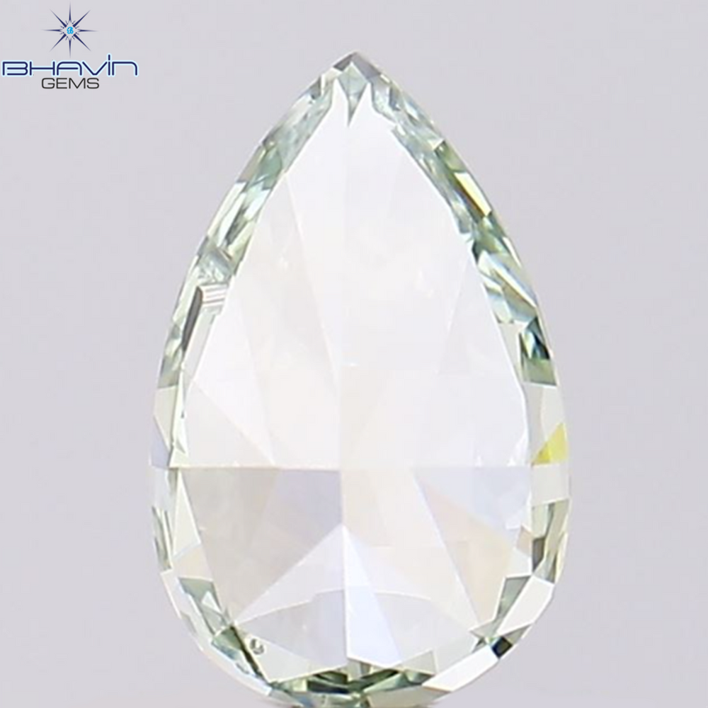 0.75 CT Pear Shape Natural Diamond Bluish Green Color VS2 Clarity (7.30 MM)