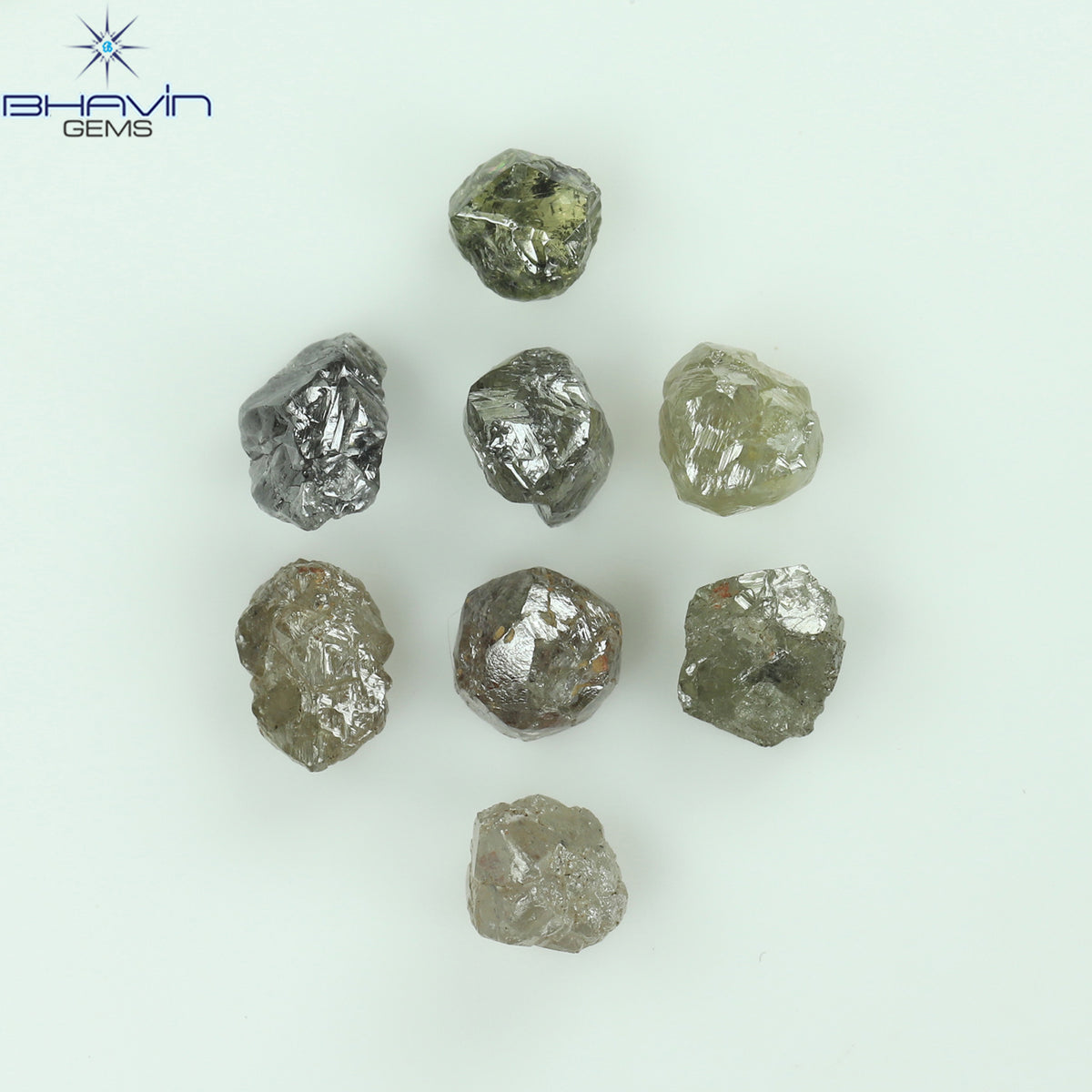 4.83 CT/8 Pcs Natural Rough Diamond Salt And Pepper Color Clarity I3 (4.43 MM)