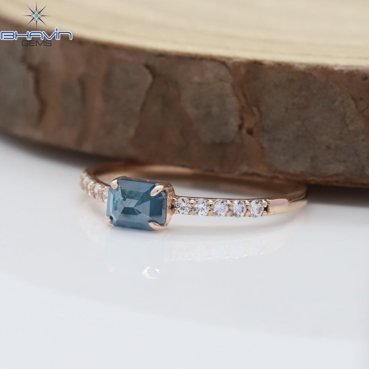Emerald Diamond, Blue Diamond, Natural Diamond Ring, Engagement Ring, Wedding Ring, Diamond Ring