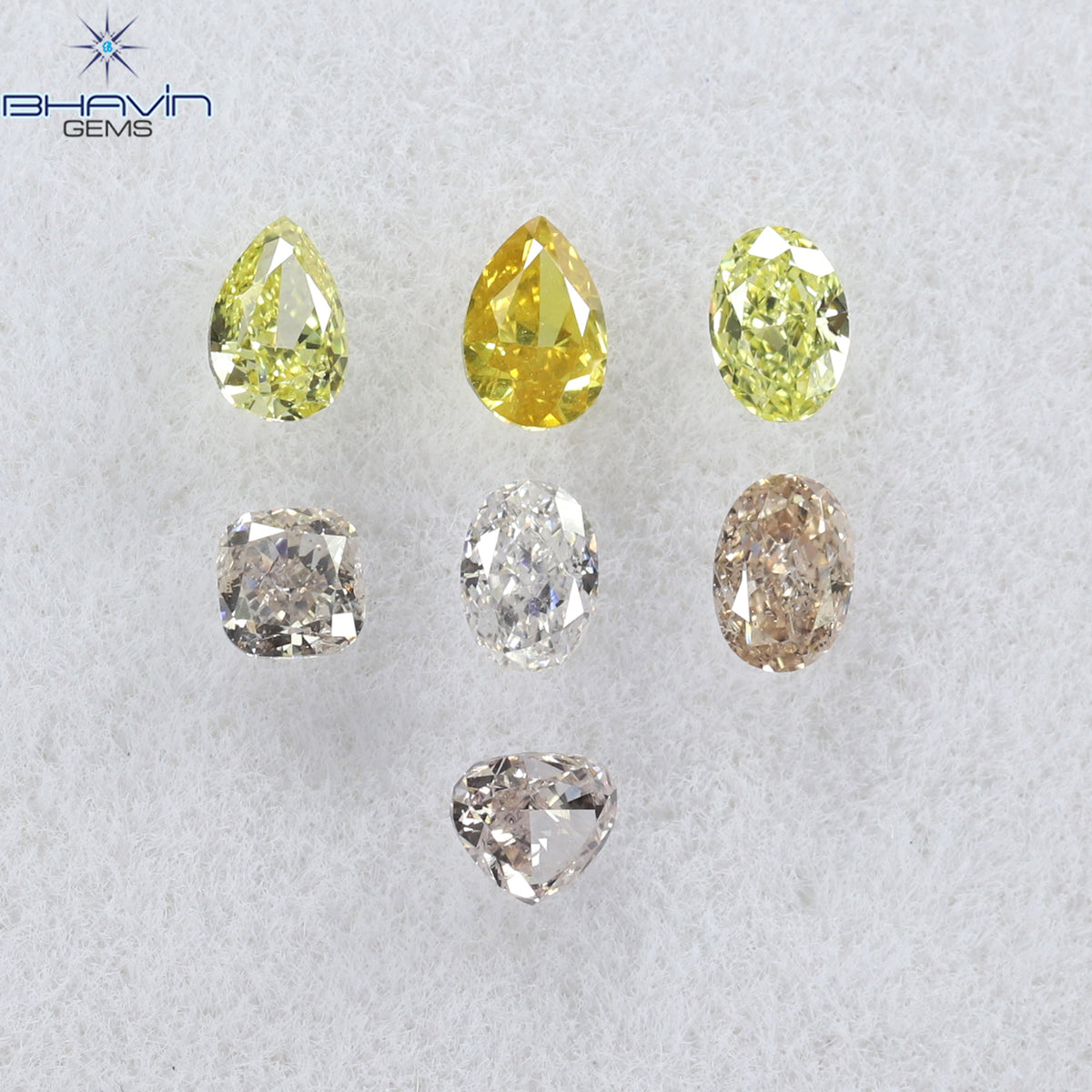0.46 CT/7 ピース ミックス シェイプ ナチュラル ダイヤモンド ミックス カラー VS-SI クラリティ (3.12 MM)