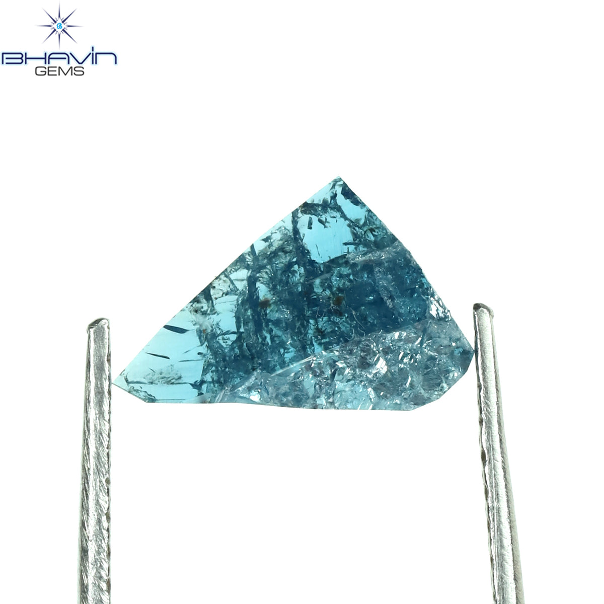 0.43 CT Natural Trapezoid Rough Diamond Enhanced Blue Color Clarity I3 (9.20 MM)