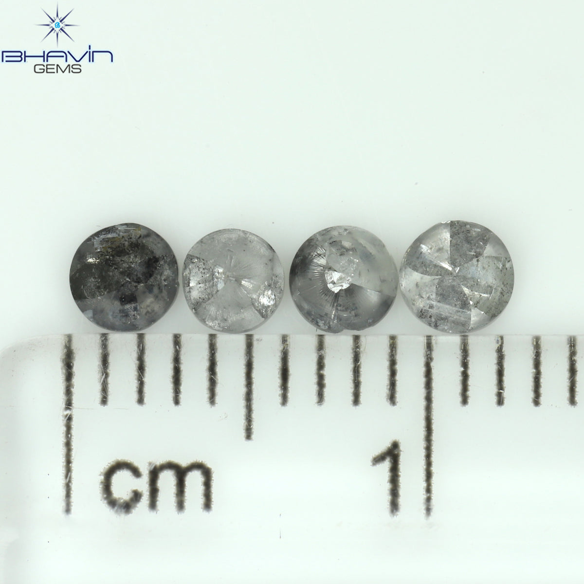 0.56 CT/4 Pcs Natural Uncut Diamond Salt And Pepper Color Clarity I3 (3.10 MM)