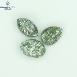1.13 CT /3 Pcs Uncut Shape Green Natural Loose Diamond I3 Clarity (5.50 MM)