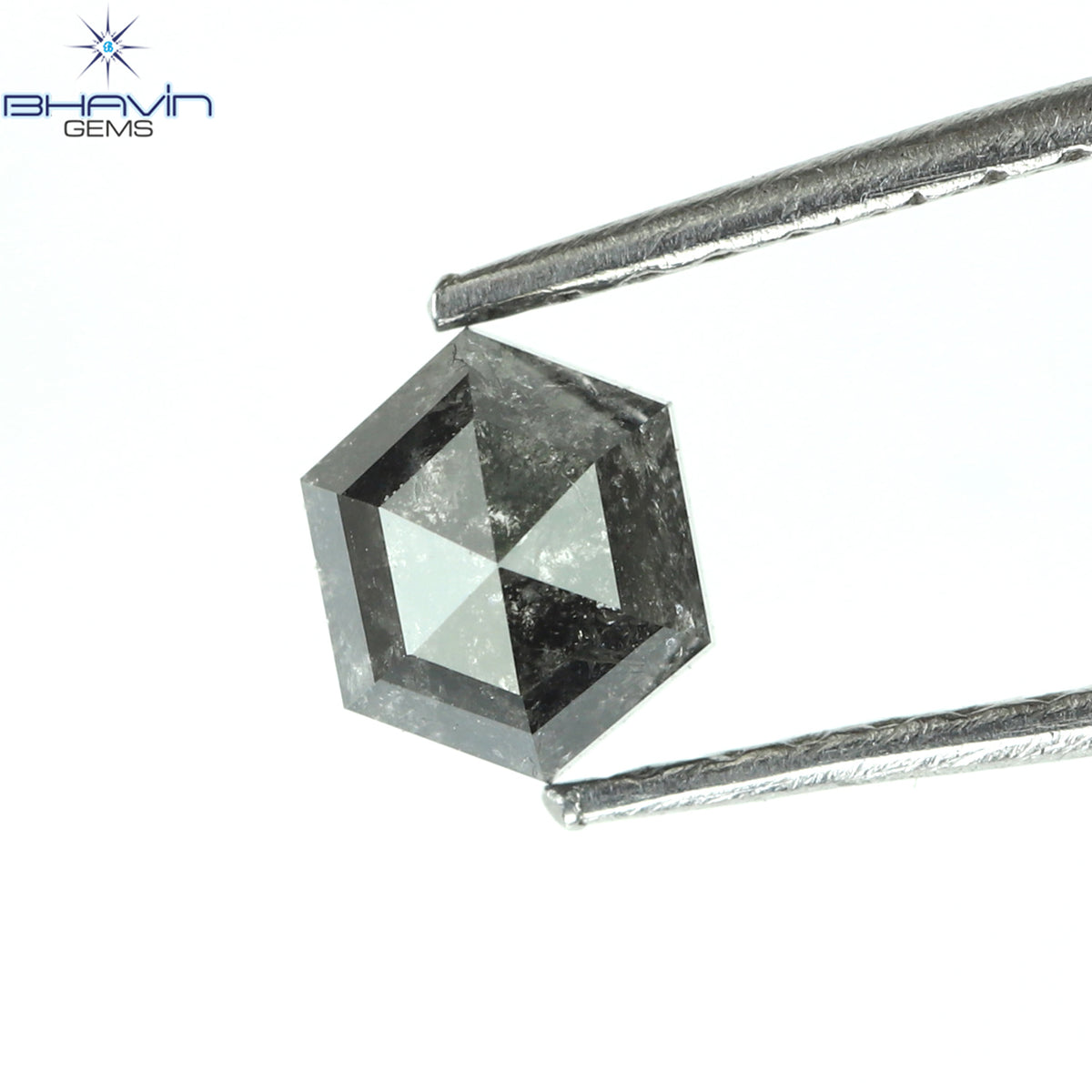 0.62 CT Natural Hexagon Diamond Salt And Pepper Color Clarity I3 (5.09 MM)