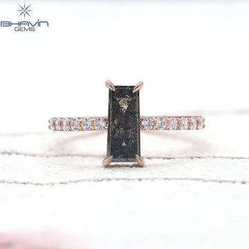 Baguette Diamond Salt And Pepper Diamond Natural Diamond Ring Gold Ring Engagement Ring