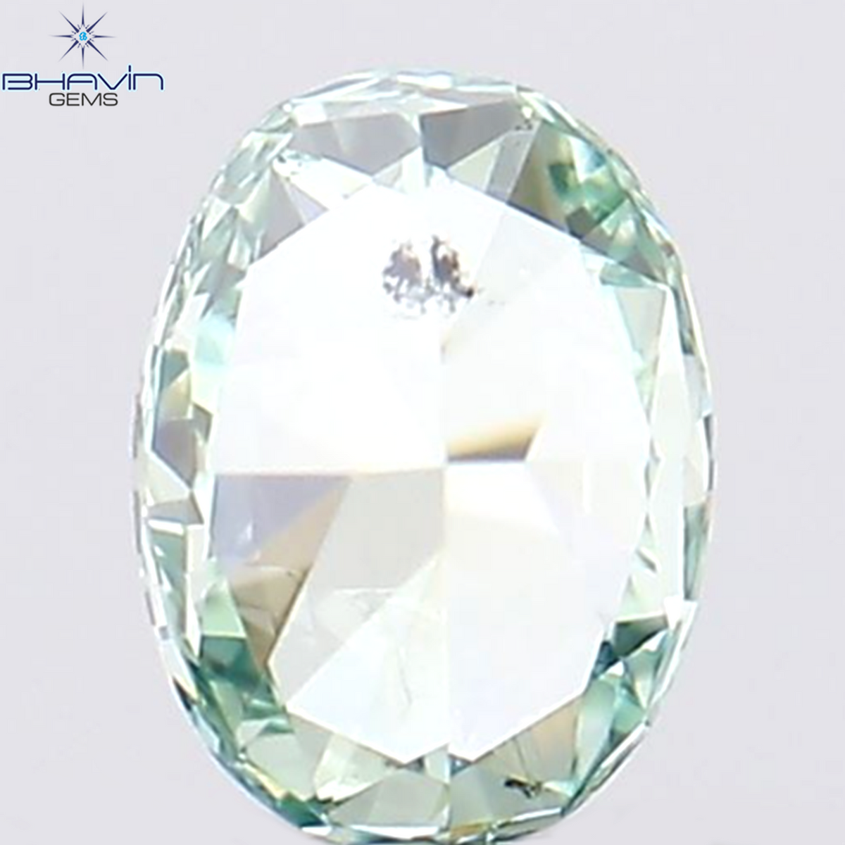 0.07 CT オーバル シェイプ ナチュラル ダイヤモンド グリーンがかったブルー カラー VS1 クラリティ (3.08 MM)