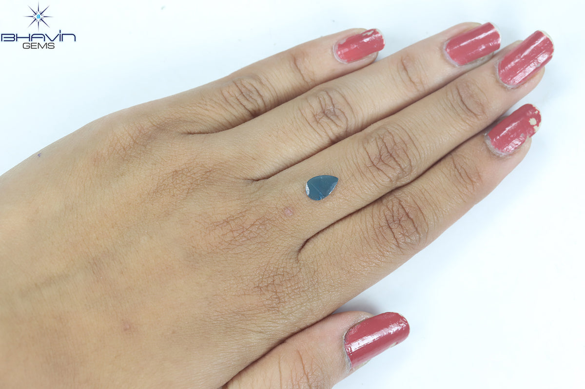 0.59 CT Natural Pear Diamond Enhanced Blue Color Clarity I1 (8.80 MM)
