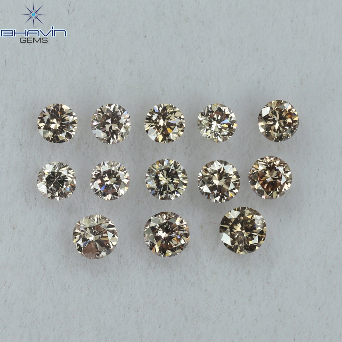 0.52 CT/13 Pcs Natural Round Diamond Brown Pink (Argyle) Color Clarity VS2 (2.35 MM)