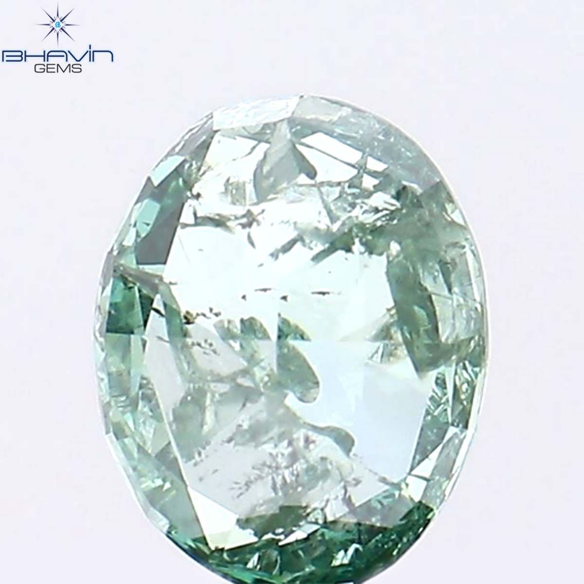 0.50 CT オーバル シェイプ ナチュラル ダイヤモンド グリーン カラー SI1 クラリティ (5.87 MM)