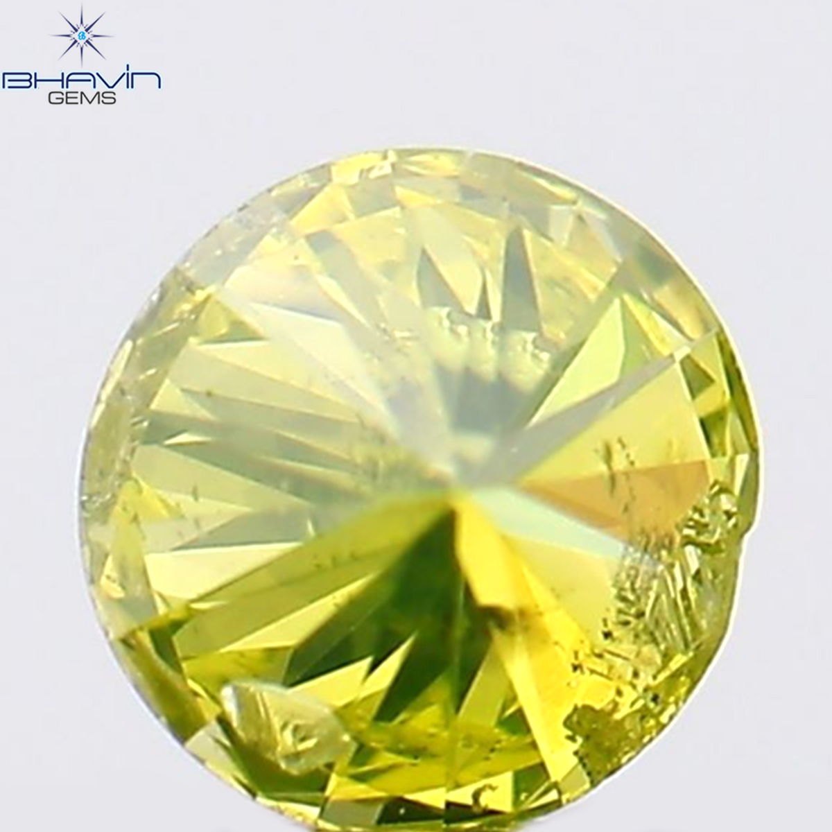 0.14 CT ラウンド シェイプ ナチュラル ダイヤモンド グリーン イエロー カラー SI2 クラリティ (3.35 MM)