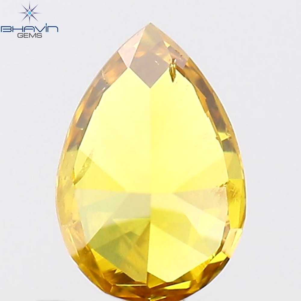 0.14 CT Pear Shape Natural Diamond Orange Yellow Color SI2 Clarity (4.13 MM)