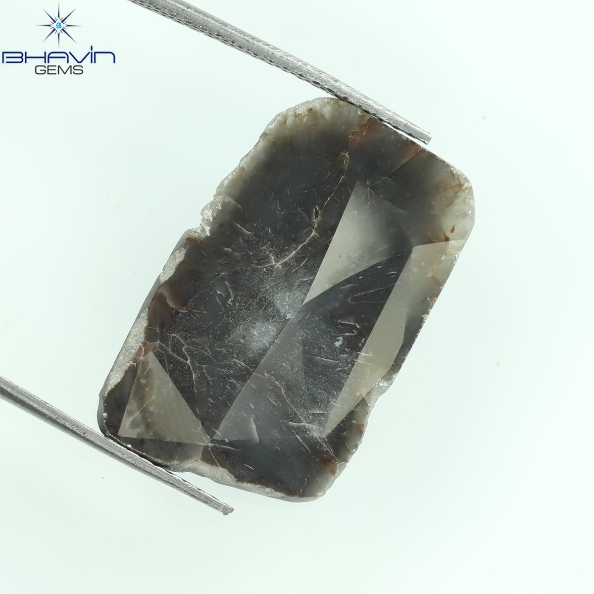 5.75 CT スライス シェイプ ナチュラル ダイヤモンド ブラウン グレー カラー I3 クラリティ (22.00 MM)