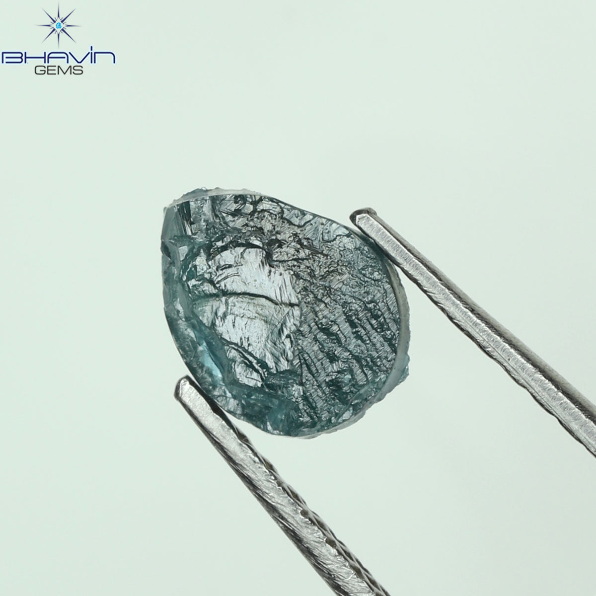 0.69 CT Natural Pear Rough Diamond Enhanced Blue Color Clarity I3 (6.60 MM)