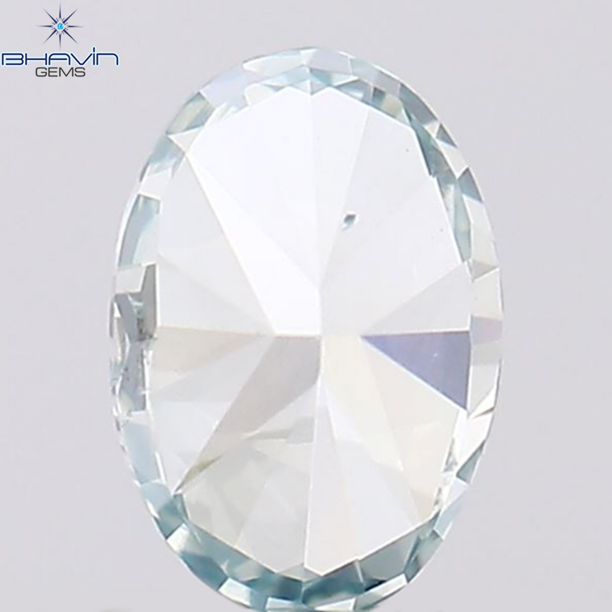 0.37 CT オーバル シェイプ ナチュラル ダイヤモンド グリーンがかったブルー カラー SI1 クラリティ (5.36 MM)