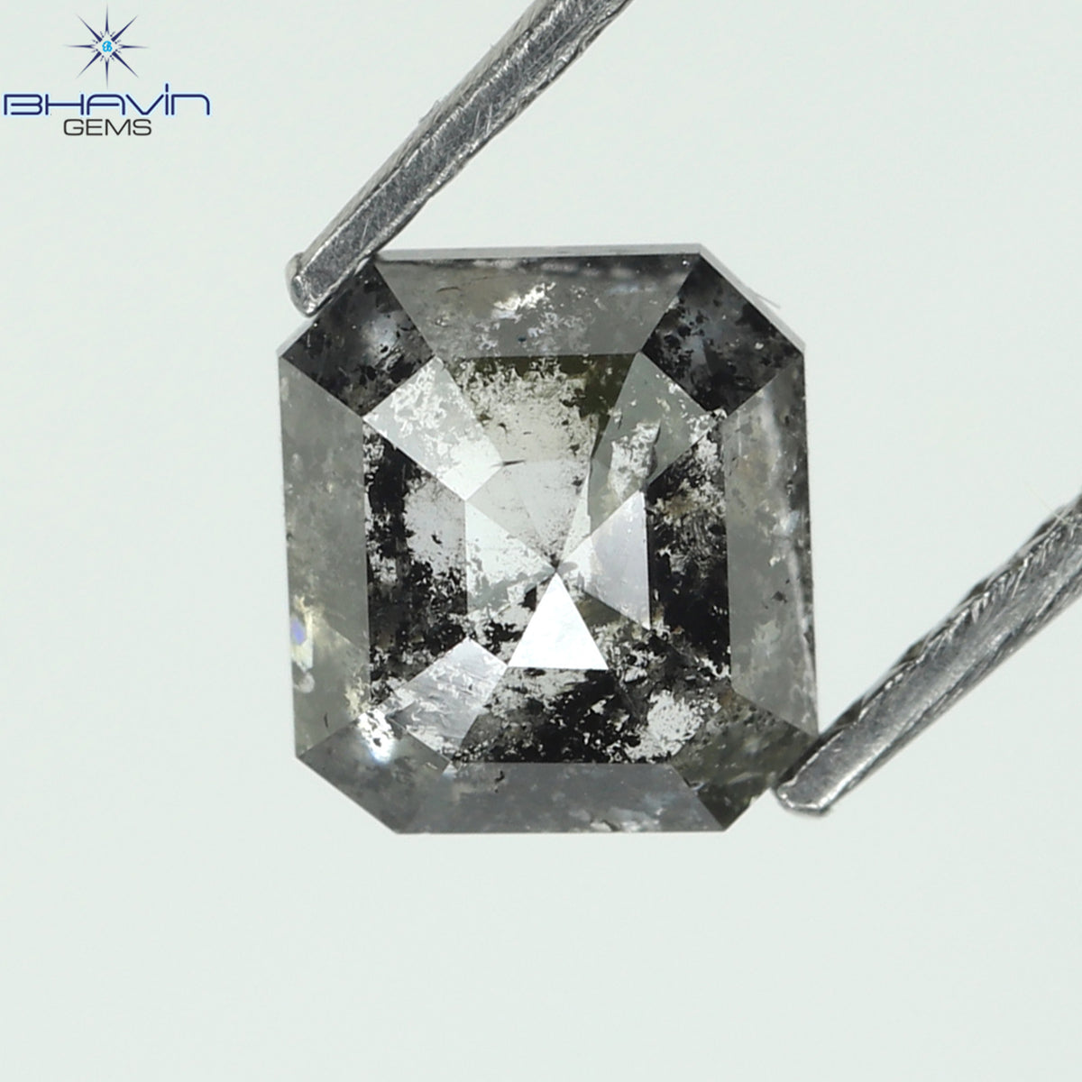 1.00 CT アッシャー シェイプ ナチュラル ダイヤモンド ソルト アンド ペッパー カラー I3 クラリティ (5.72 MM)