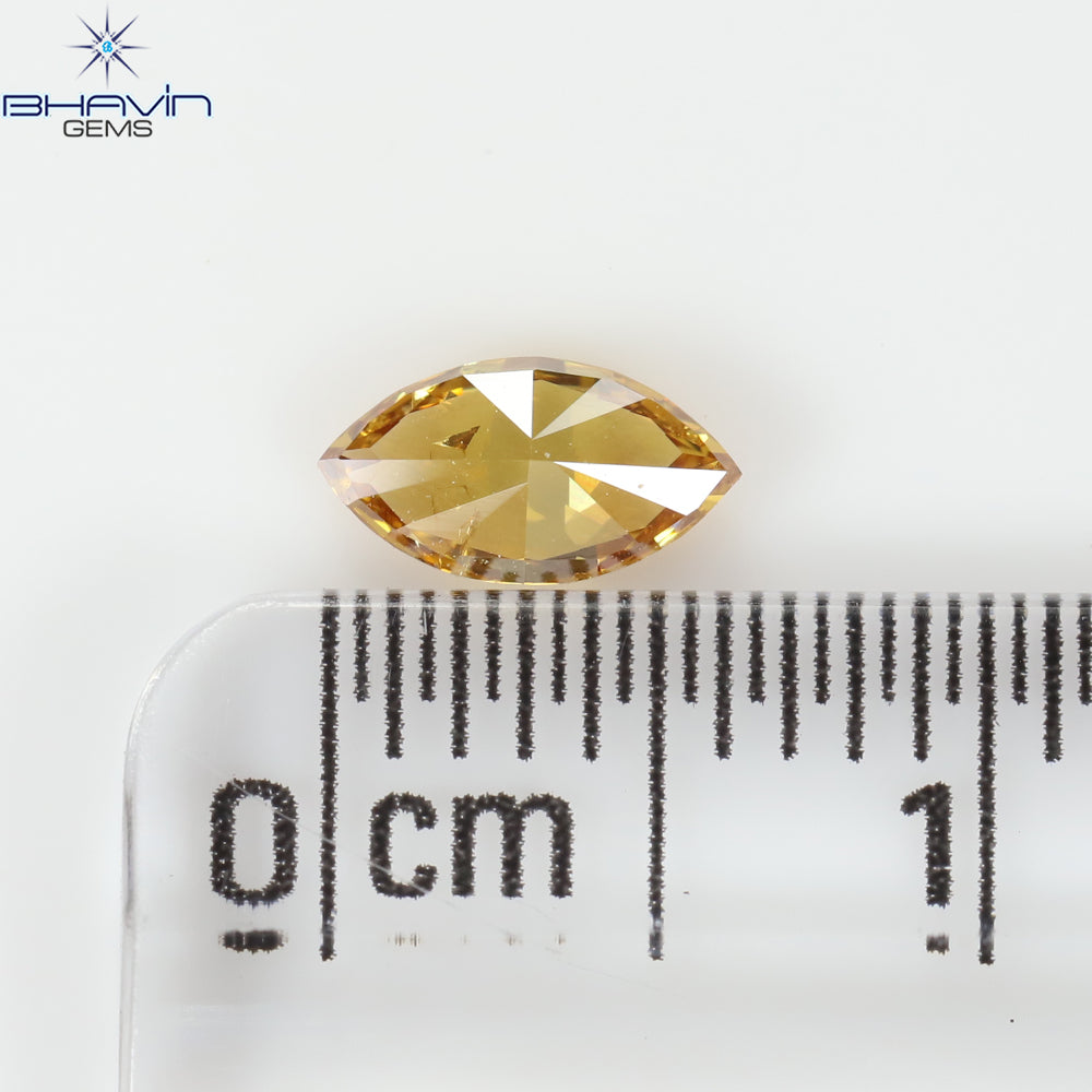 0.36 CT マーキス シェイプ ナチュラル ダイヤモンド オレンジ色 SI2 クラリティ (6.43 MM)