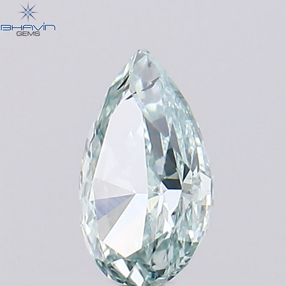 0.27 CT Natural Pear Diamond Enhanced Greenish Blue Color Clarity SI1 (5.31 MM)