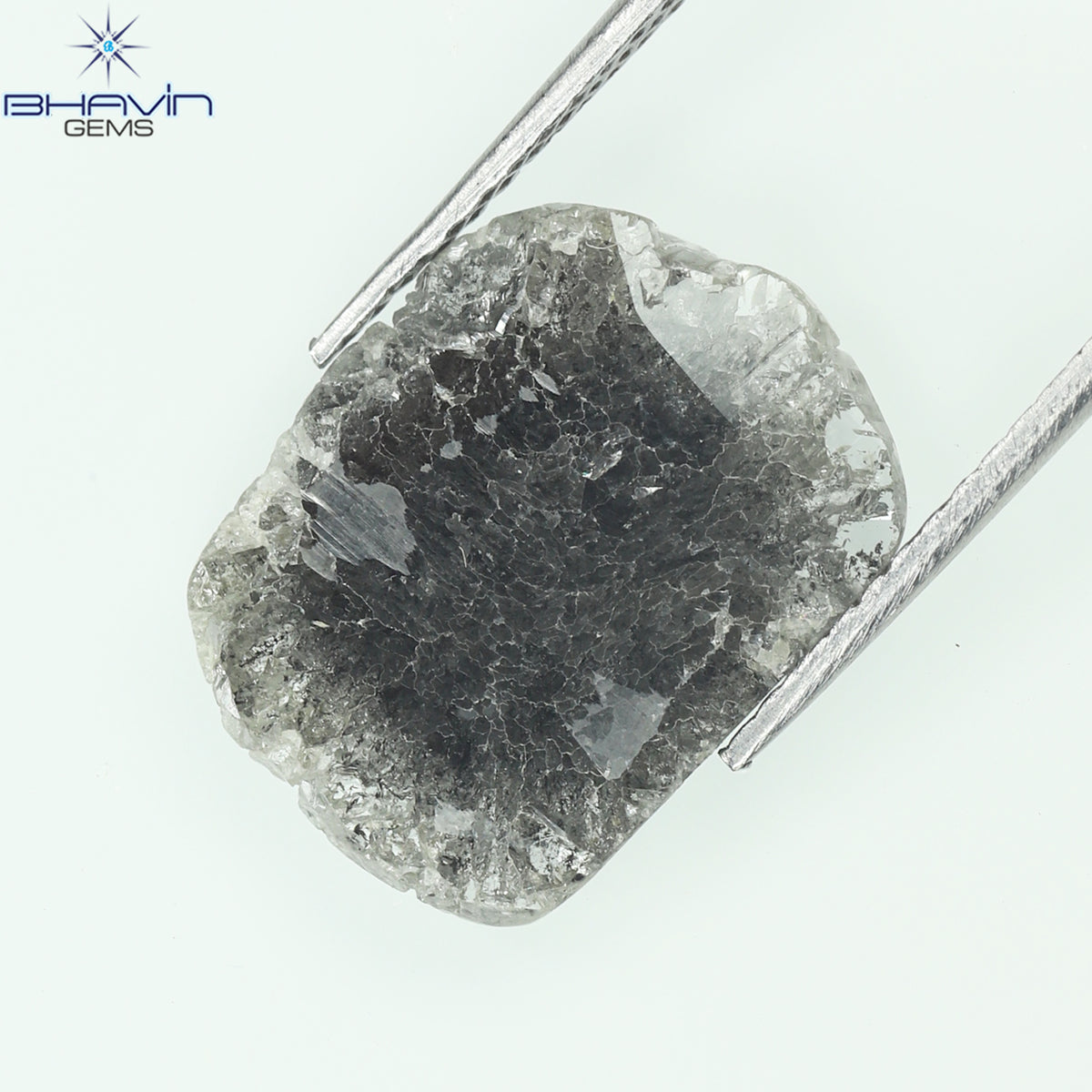 3.00 CT Slice Natural Diamond Salt And Pepper Color Clarity I3 (13.65 MM)
