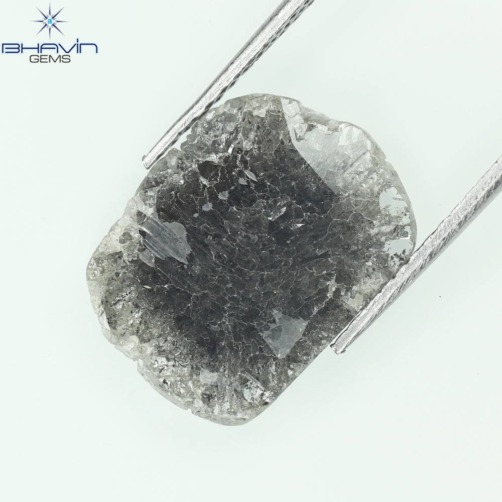 3.00 CT Slice Shape Natural Diamond Salt And Pepper Color I3 Clarity (13.65 MM)