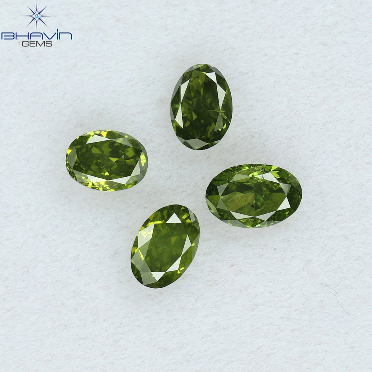 0.59 CT/4 Pcs Natural Oval Diamond Enhanced Green Color Clarity SI (4.22 MM)