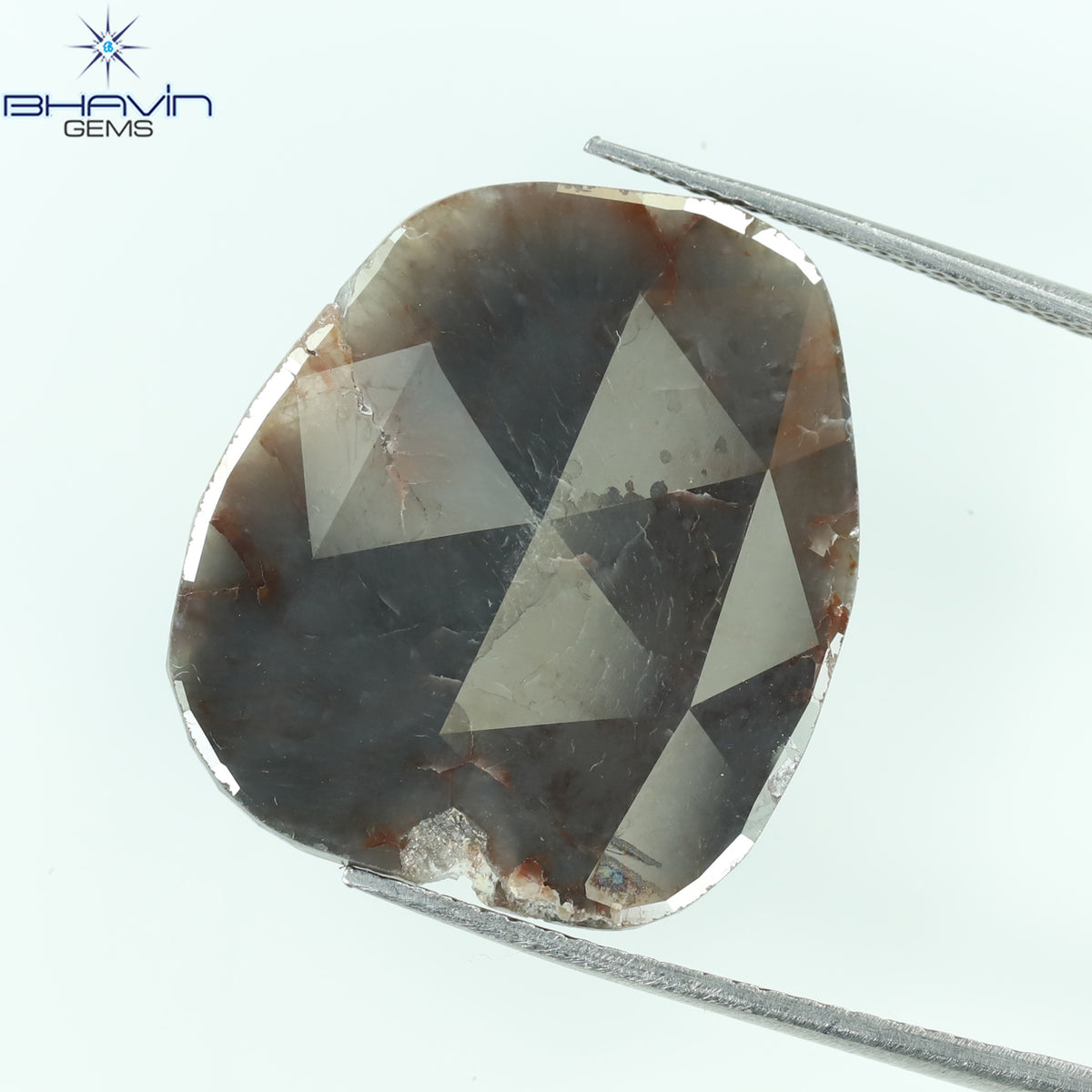 9.29 CT スライス シェイプ ナチュラル ダイヤモンド ブラウン グレー カラー I3 クラリティ (21.00 MM)