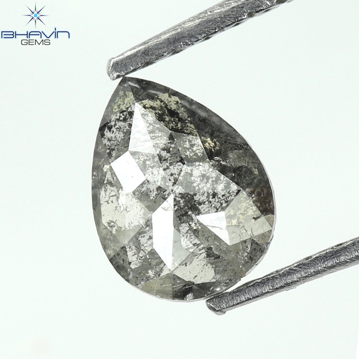0.57 CT Natural Pear Diamond Salt And Pepper Color Clarity I3 (6.42 MM)