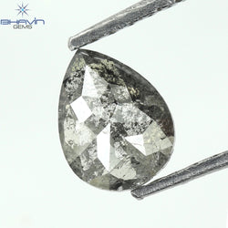 0.57 CT Pear Shape Natural Loose Diamond Salt And Pepper Color I3 Clarity (6.42 MM)