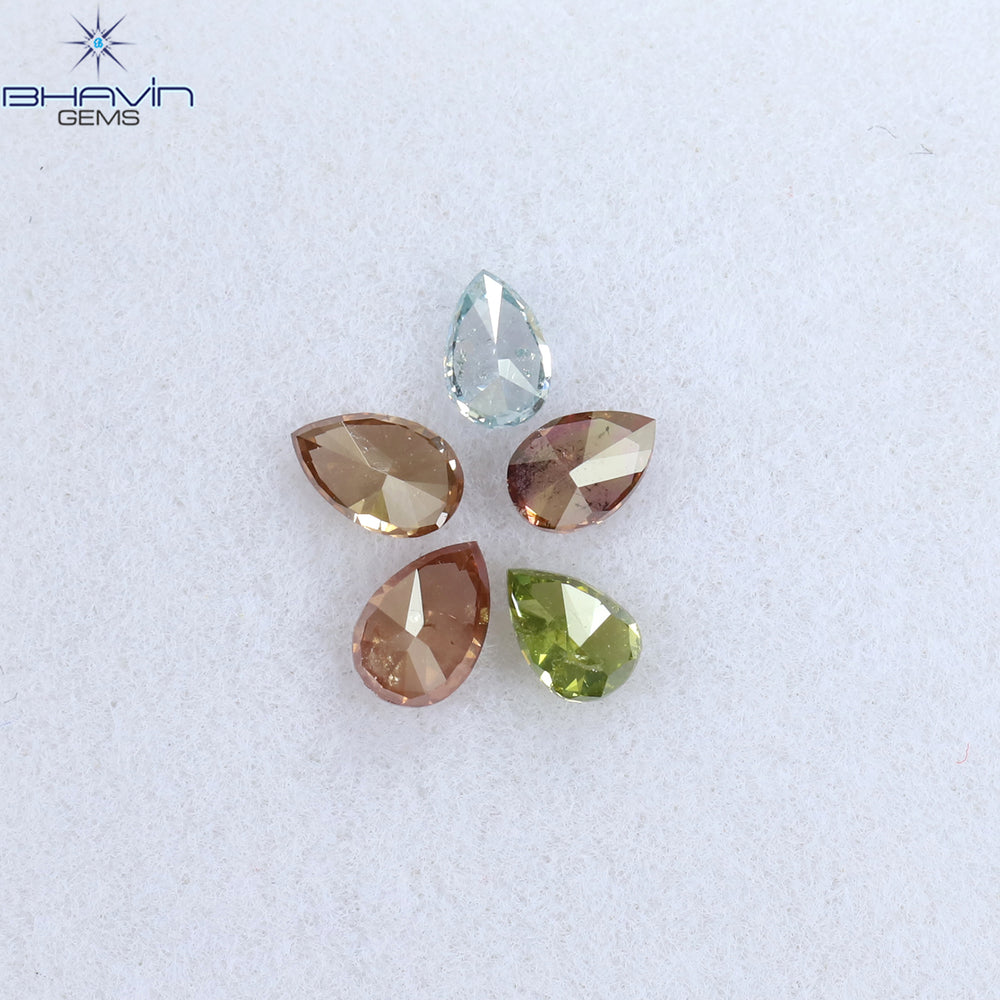 0.67 CT/5 Pcs Pear Shape Natural Diamond Pink Color SI2 Clarity (4.15 MM)