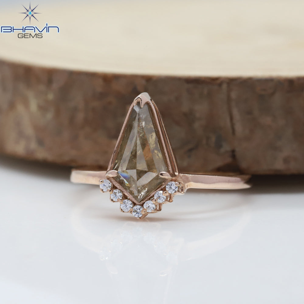 シールド ダイヤモンド、ブラウン ダイヤモンド、天然ダイヤモンド リング、婚約指輪