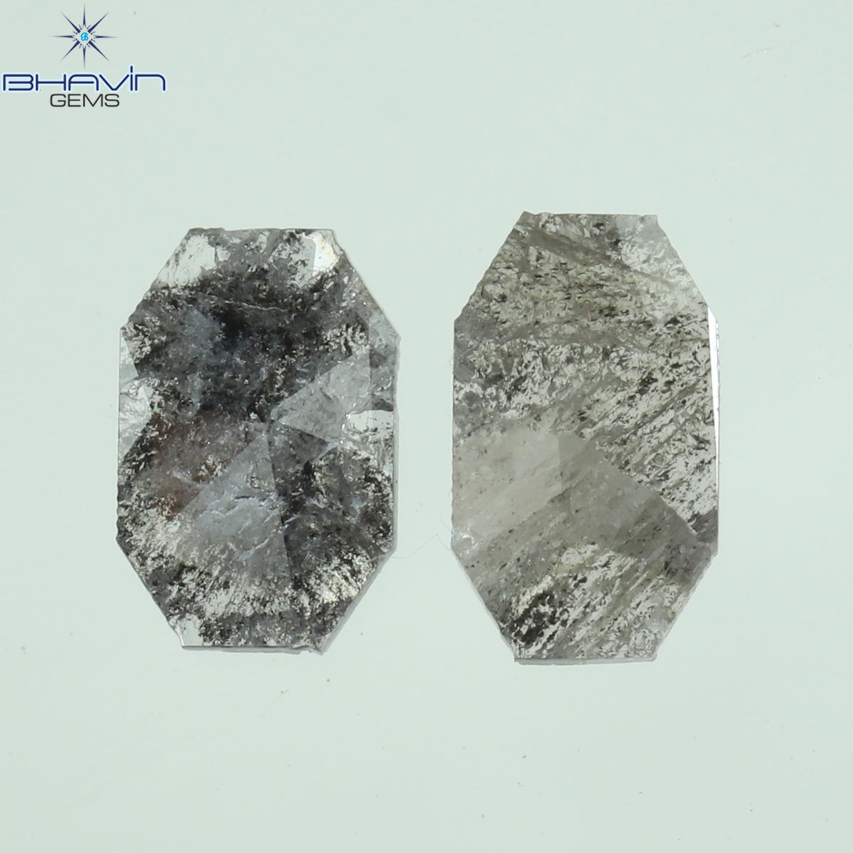 0.92 CT スライス形状 天然ダイヤモンド ソルト アンド ペッパー カラー I3 クラリティ (10.75 MM)