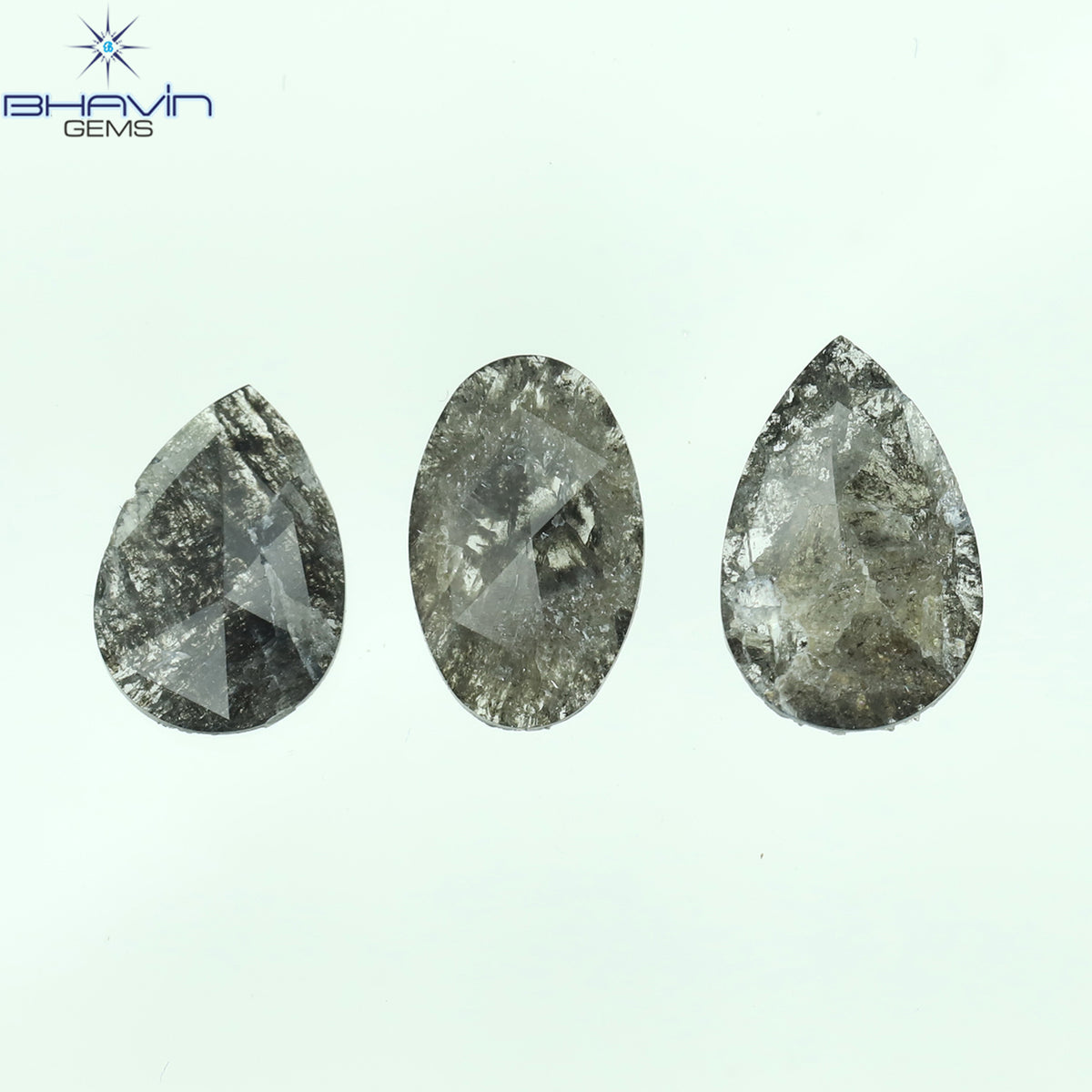 1.54 CT/3 Pcs Natural Mix Slice Diamond Salt And Pepper Color Clarity I3 (9.82 MM)