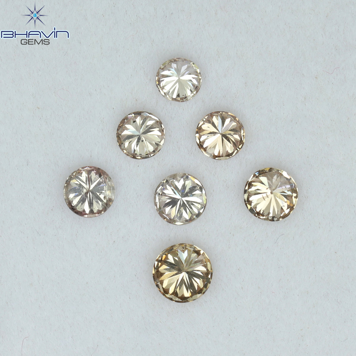 0.56 CT/7 Pcs Natural Round Diamond Brown Pink (Argyle) Color Clarity VS2 (3.20 MM)
