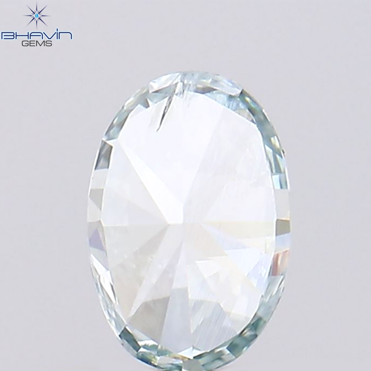 0.37 CT オーバル シェイプ ナチュラル ダイヤモンド グリーンがかったブルー カラー SI1 クラリティ (5.36 MM)