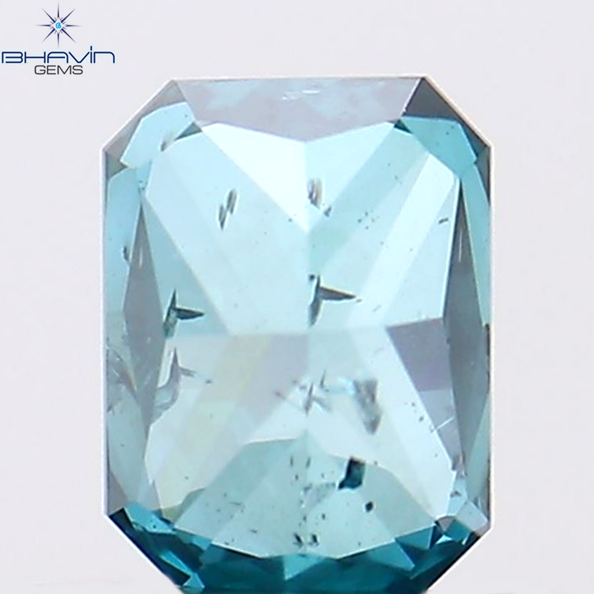 0.39 CT Natural Radiant Diamond Enhanced Blue Color Clarity I1 (4.58 MM)