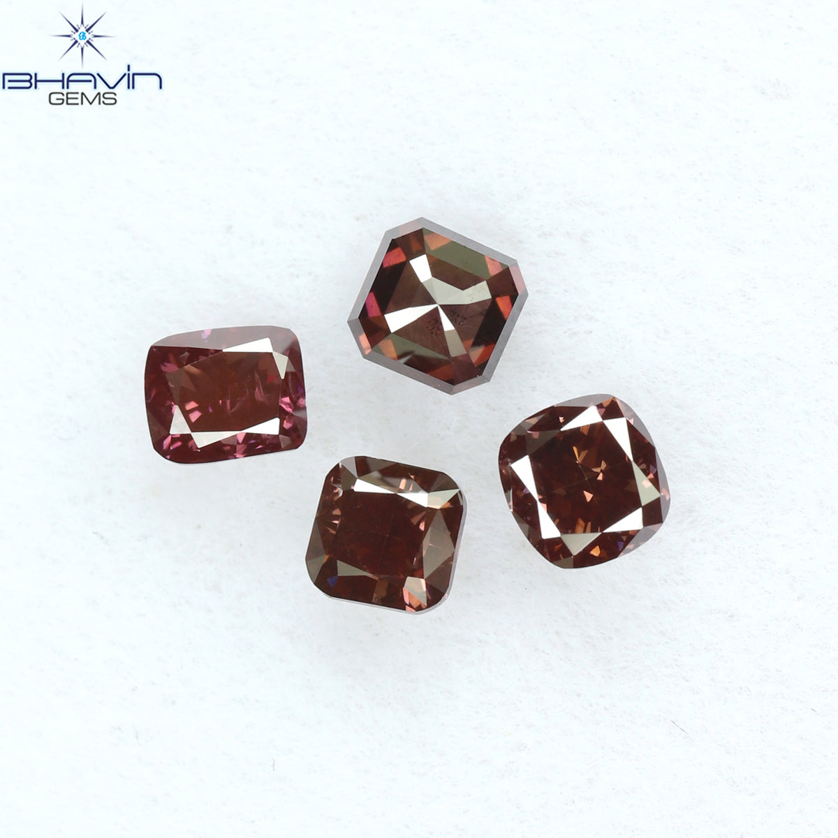 0.70 CT/4 Pcs Natural Cushion Diamond Enhanced Pink Color Clarity VS2 (3.06 MM)
