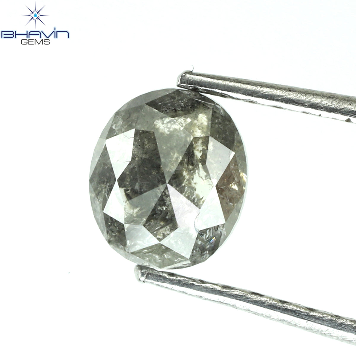 0.71 CT Natural Oval Diamond Salt and Pepper Color Clarity I3 (5.75 MM)