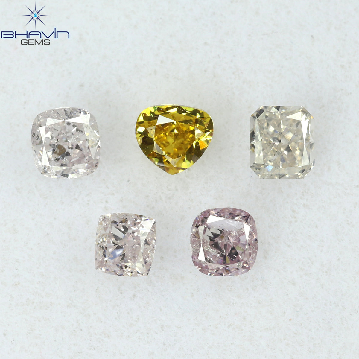 0.49 CT/5 Pcs Natural Cushion Diamond Pink Color Clarity SI2 (2.56 MM)
