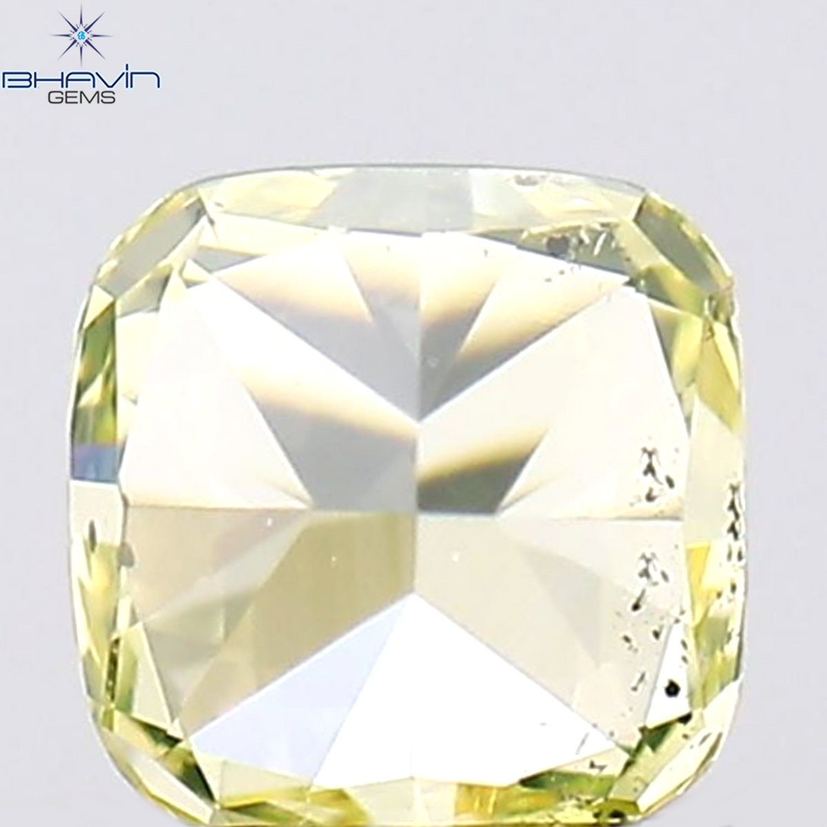 0.14 CT Natural Cushion Diamond Greenish Yellow Color Clarity SI1 (2.94 MM)