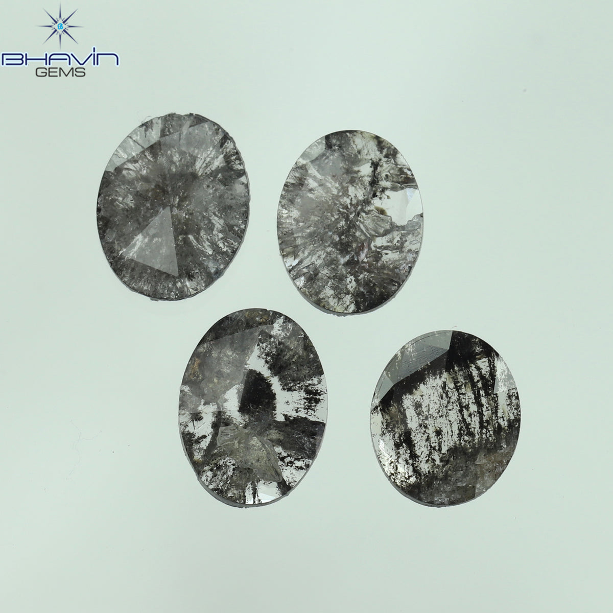 1.41 CT/4 Pcs Natural Oval Slice Diamond Salt And Pepper Color Clarity I3 (7.15 MM)